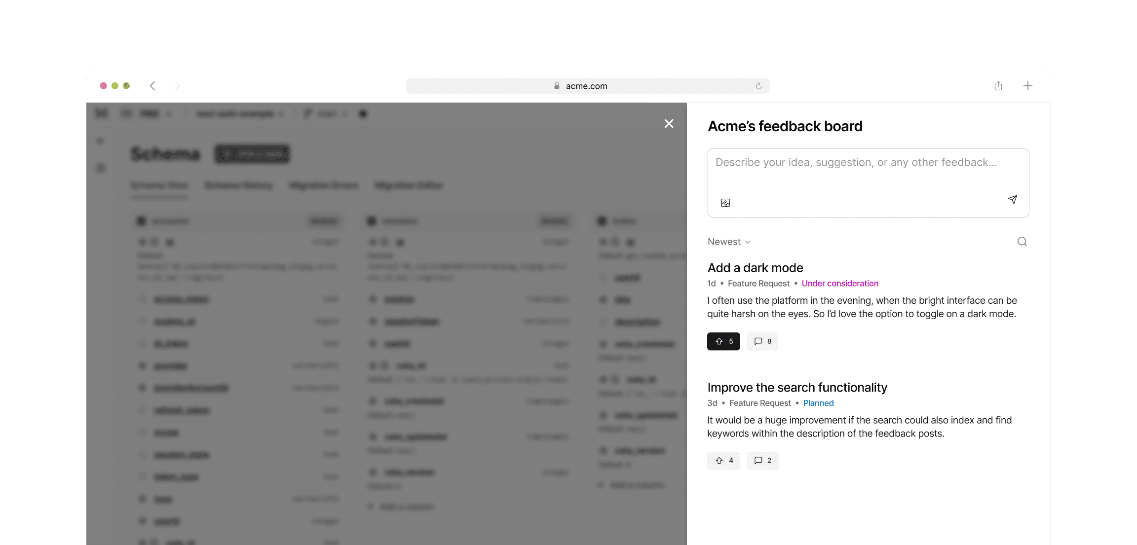 In-app feedback widget
