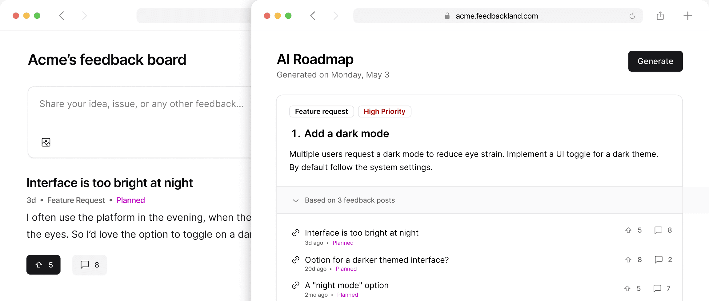 Feedbackland platform