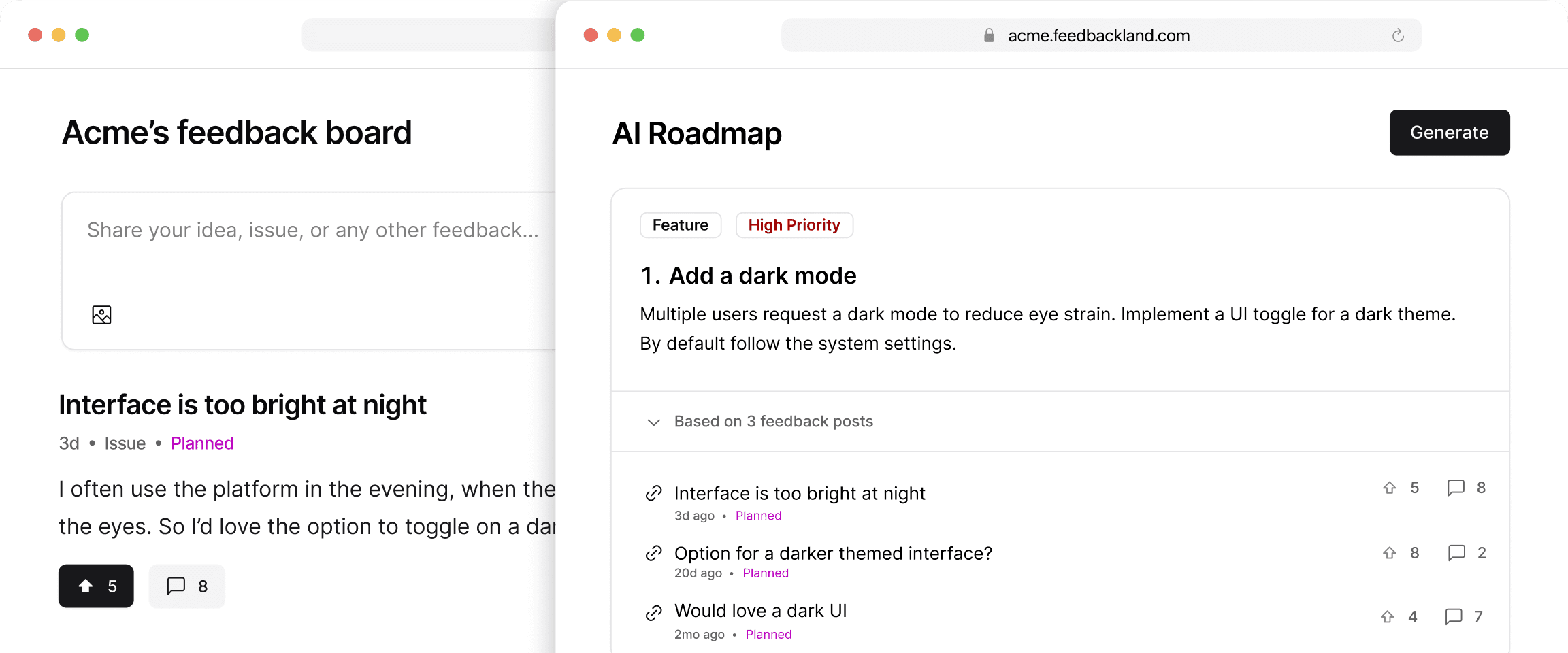 Feedbackland platform